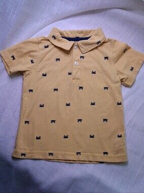 Carter's Yellow Polo with Navy Crab Print